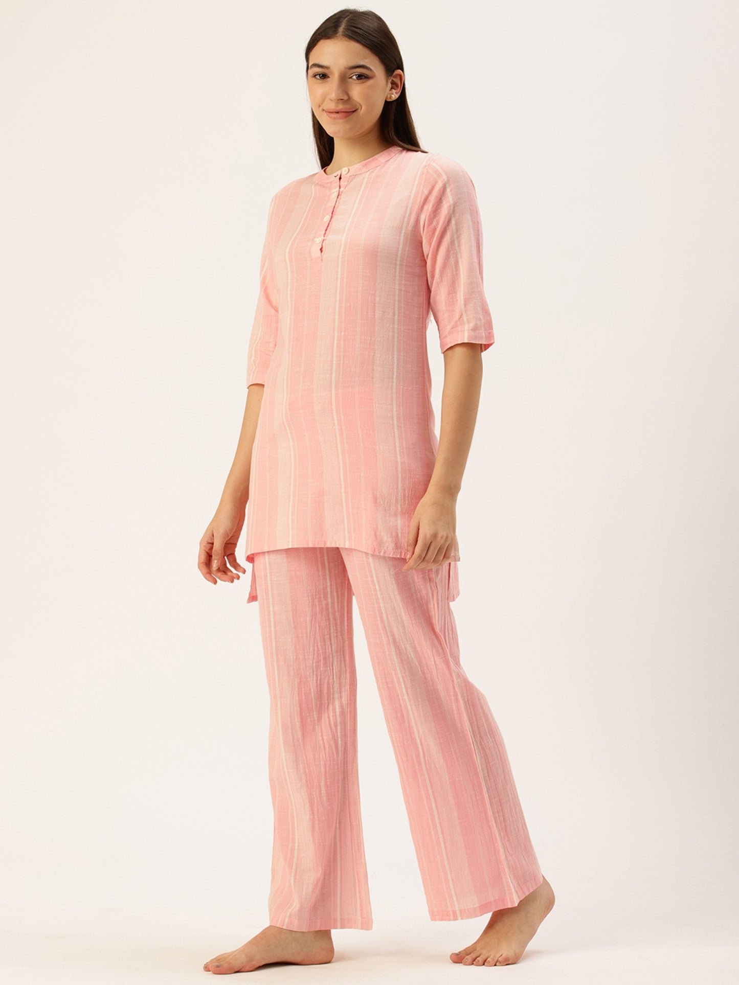 Peach Striped Kurta & Palazzo