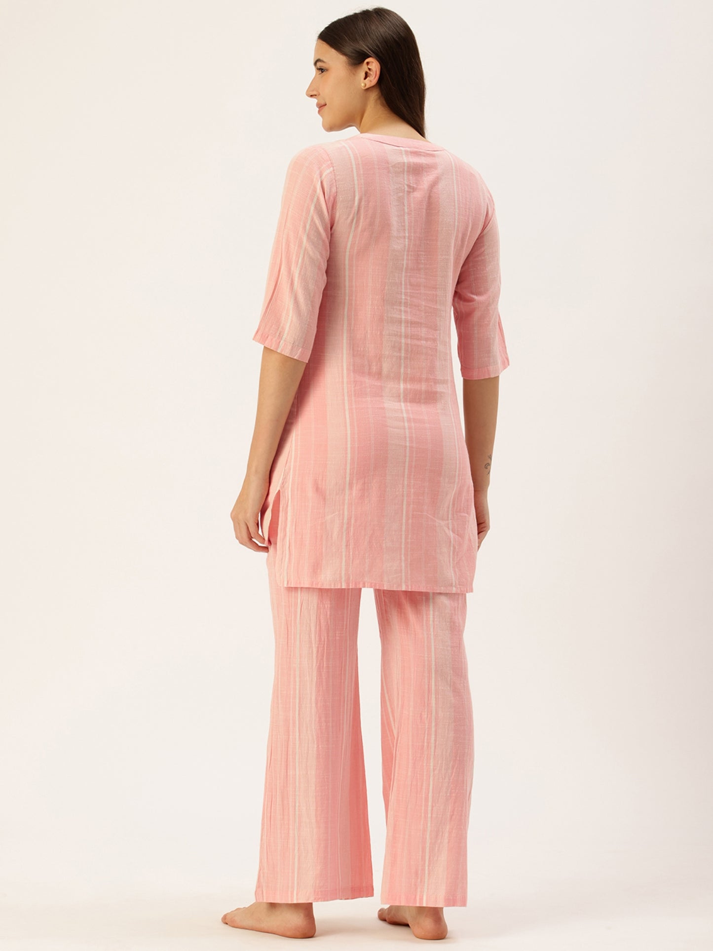 Peach Striped Kurta & Palazzo