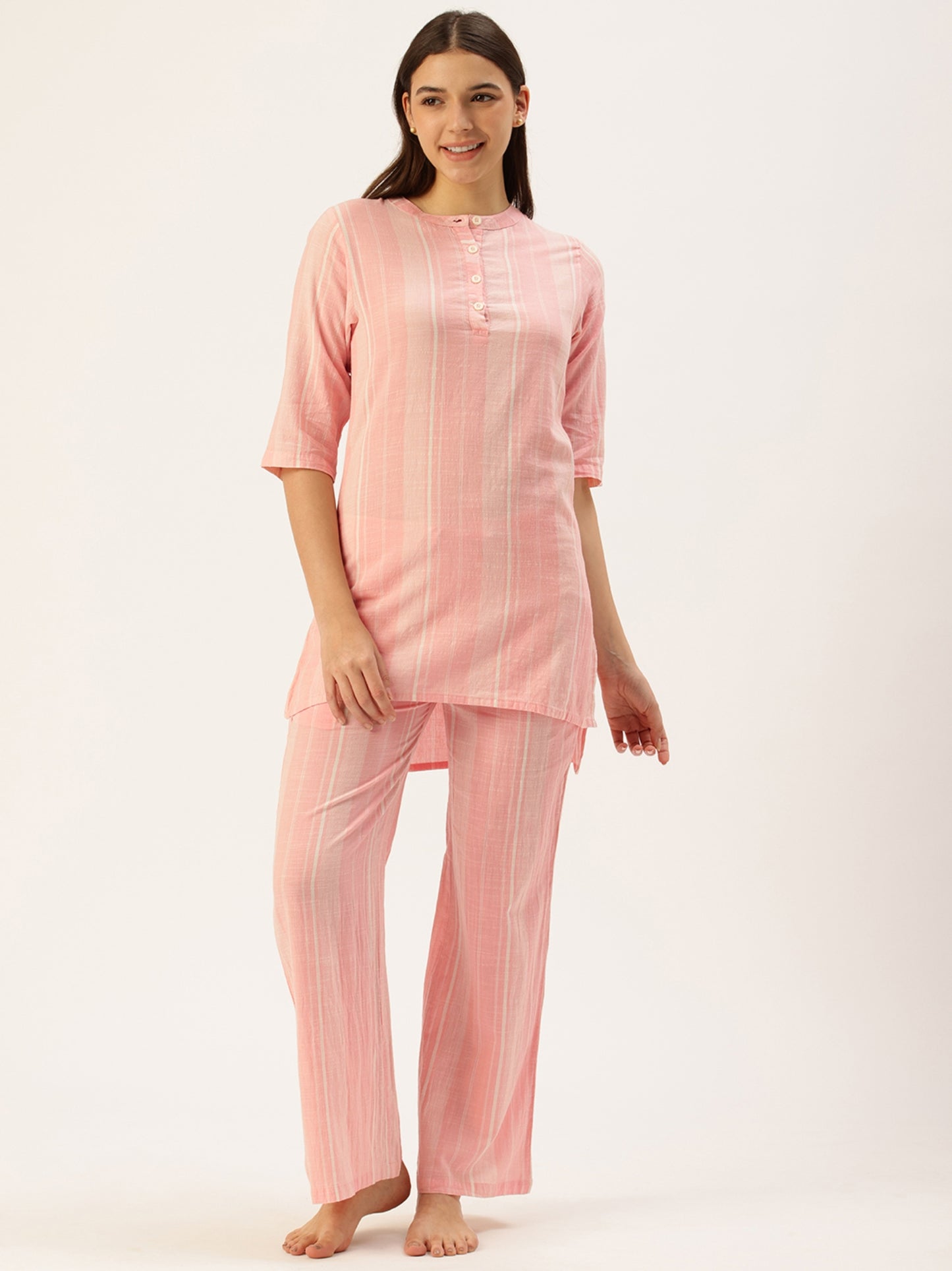 Peach Striped Kurta & Palazzo