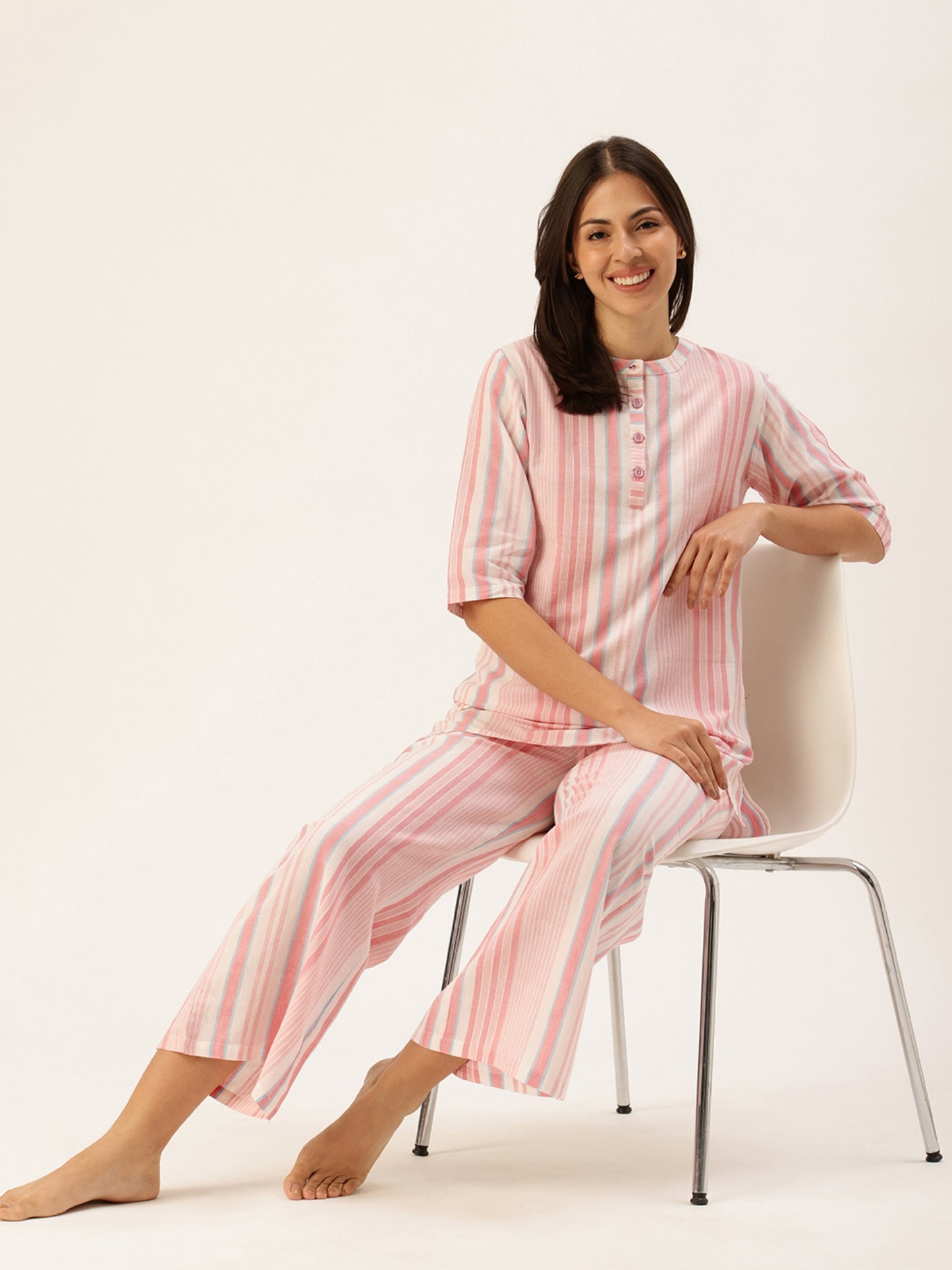 Peach Striped Kurta & Palazzo