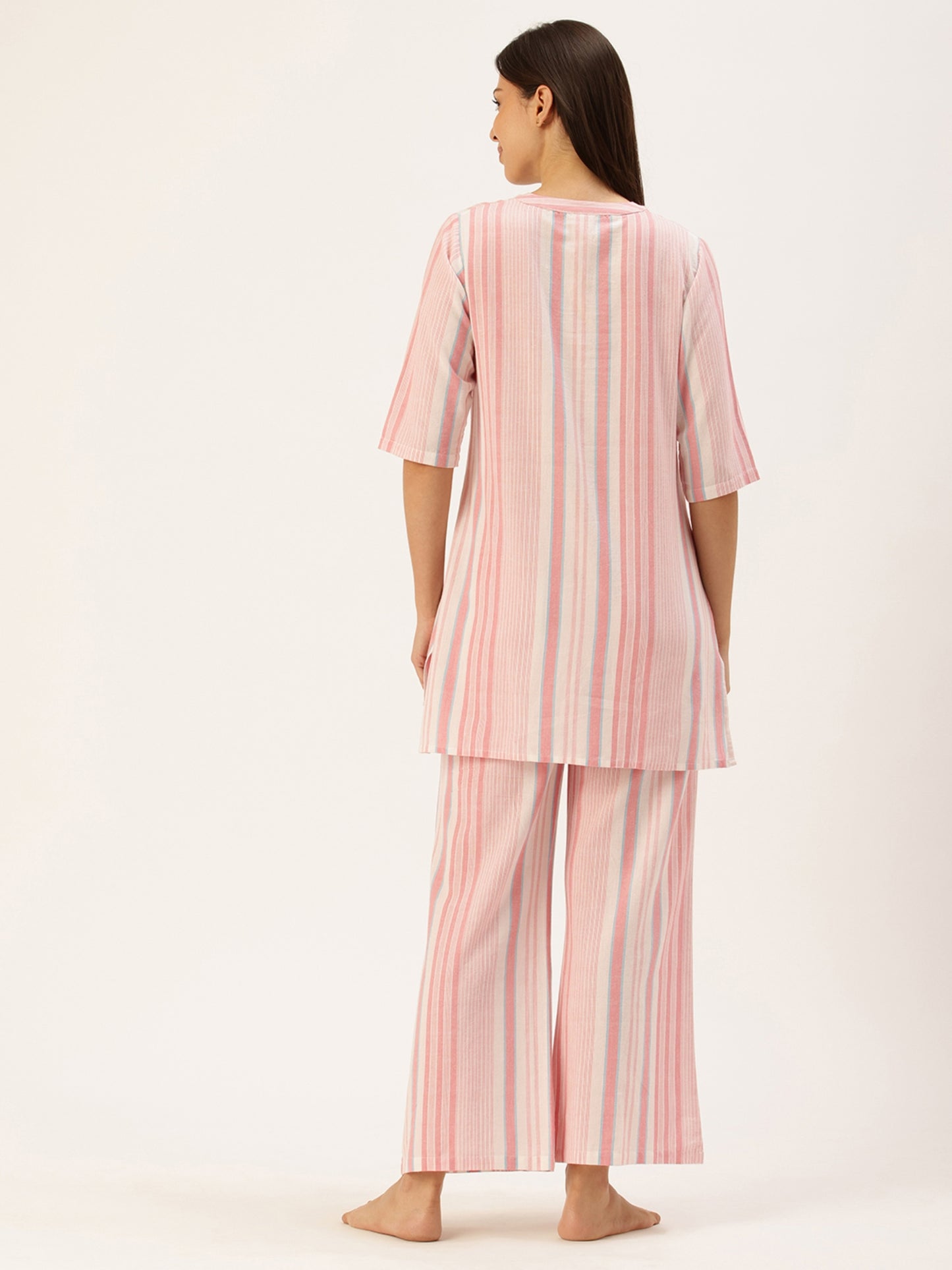 Peach Striped Kurta & Palazzo