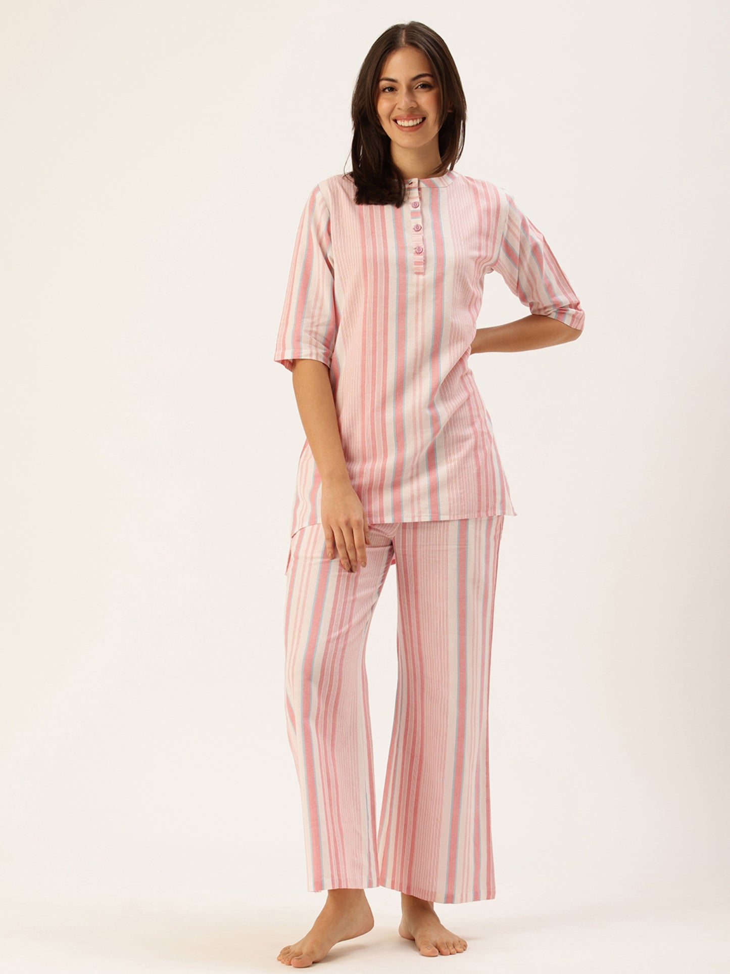 Peach Striped Kurta & Palazzo