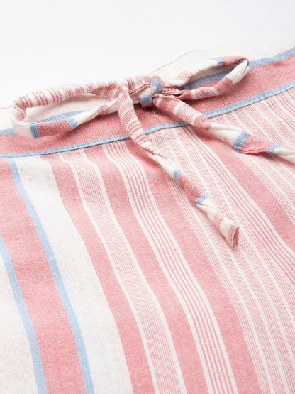 Peach Striped Kurta & Palazzo