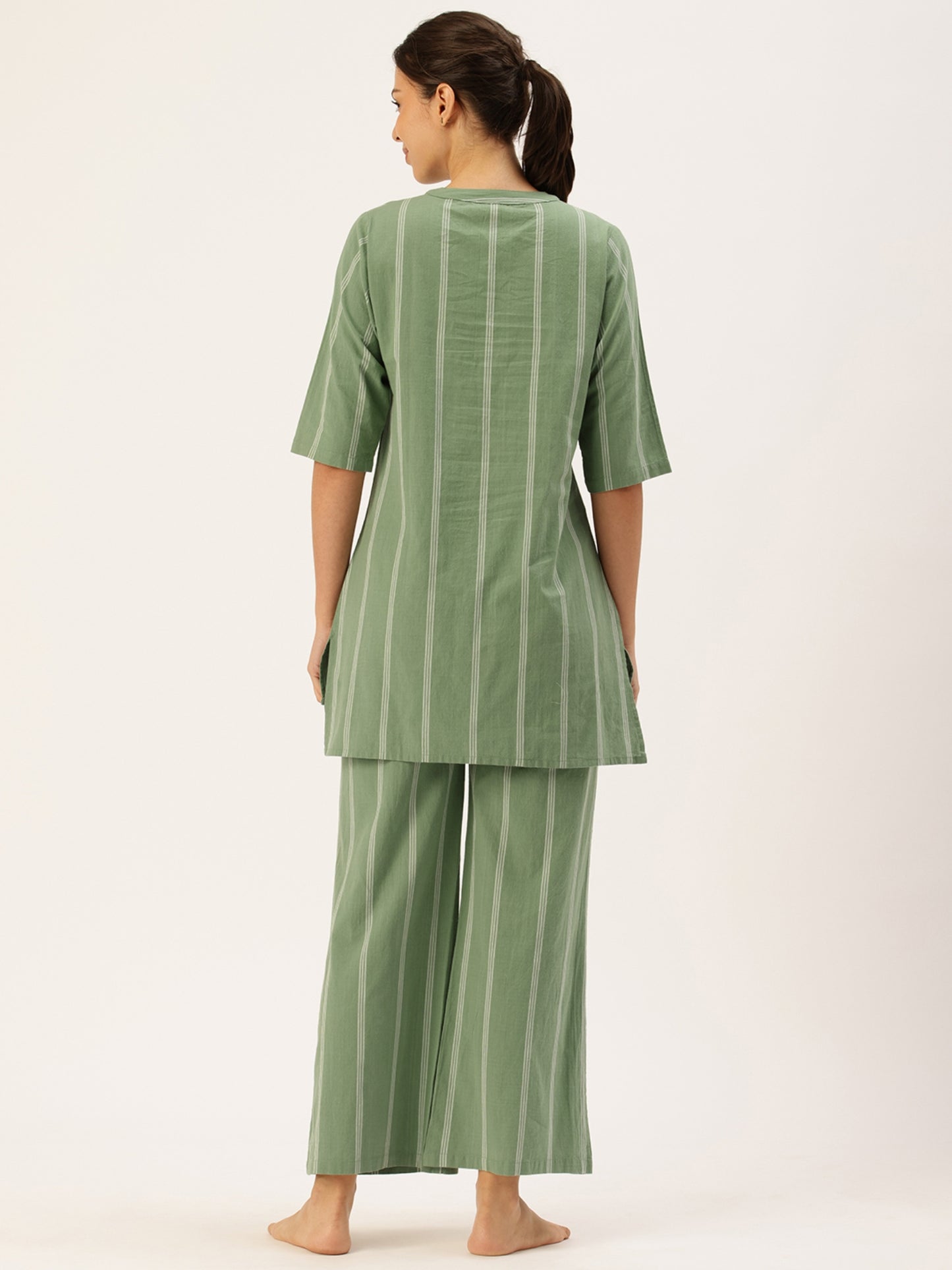 Green Striped Kurta & Palazzo