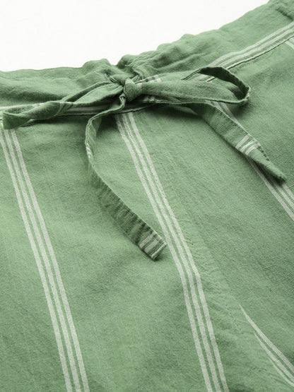 Green Striped Kurta & Palazzo