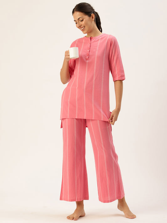 Pink Striped Kurta & Palazzo