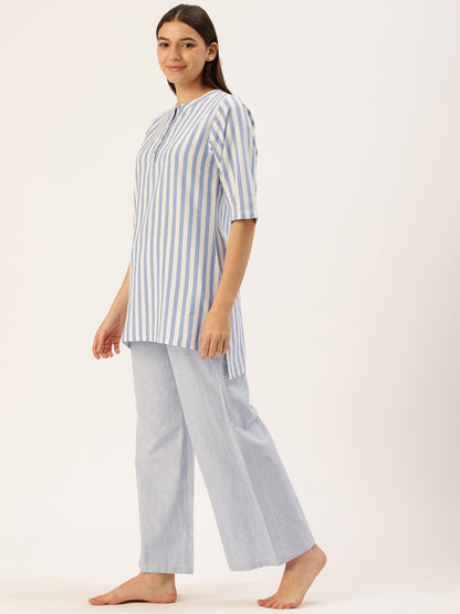 Blue Striped Kurta & Palazzo