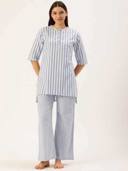 Blue Striped Kurta & Palazzo