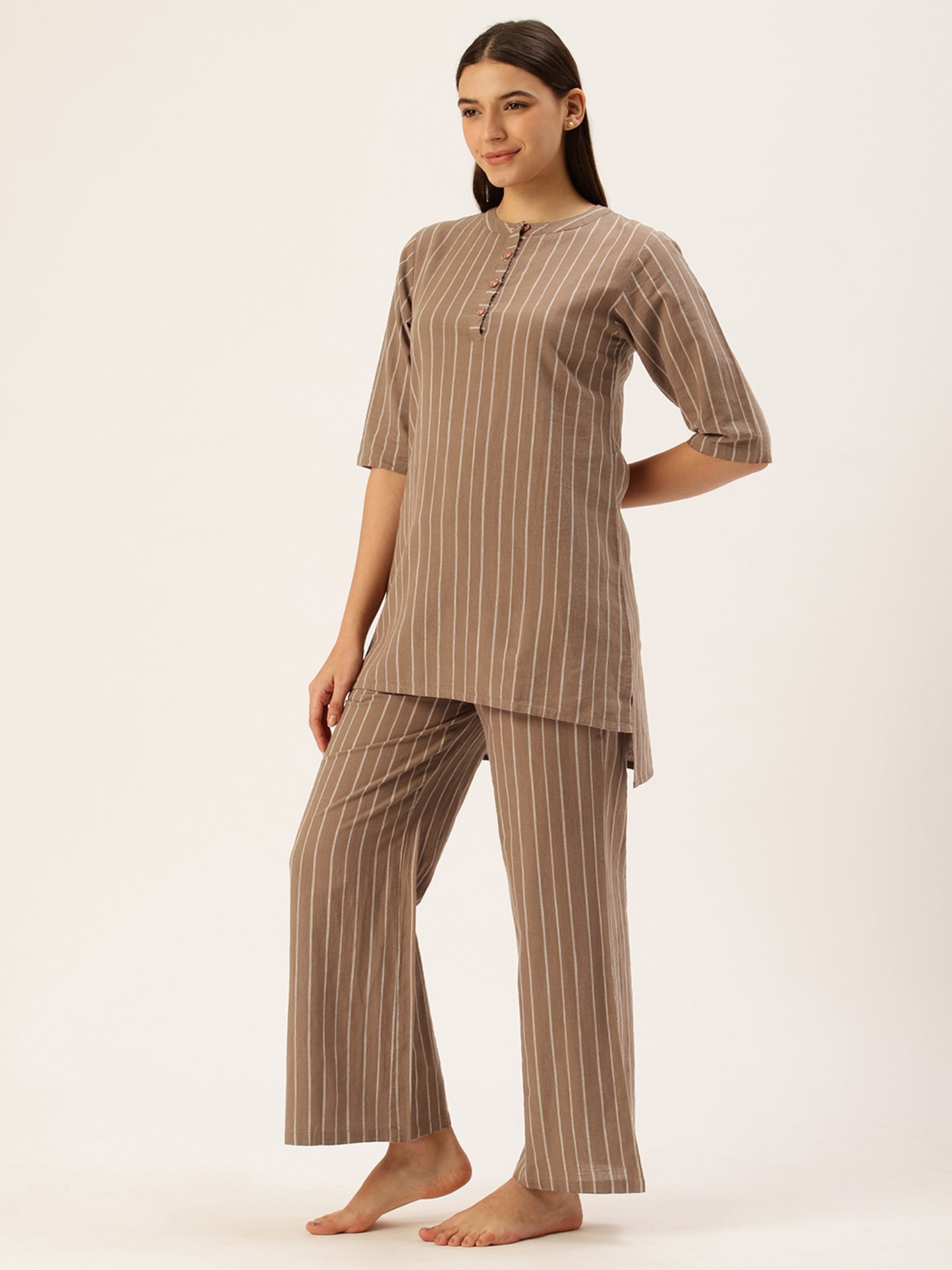 Brown Striped Kurta & Palazzo