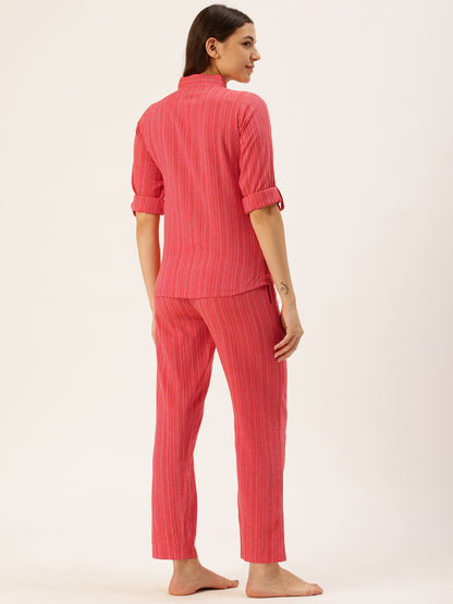 Rust Striped Night Suit