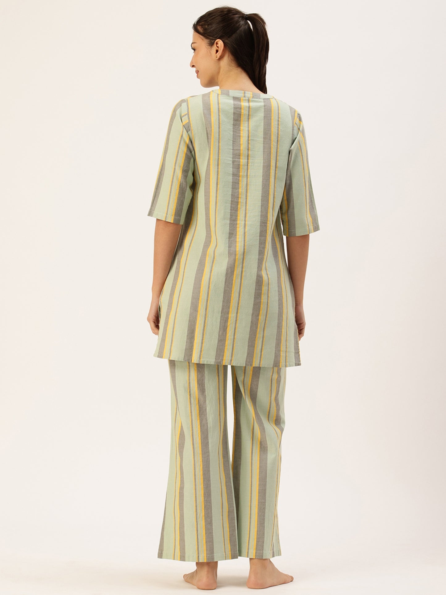 Green Striped Kurta & Palazzo