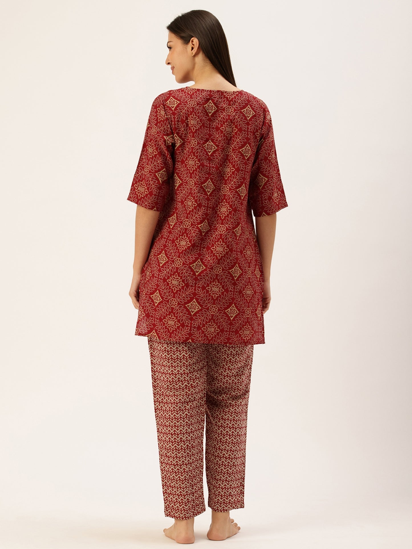 Maroon Floral Kurta & Pyjamas