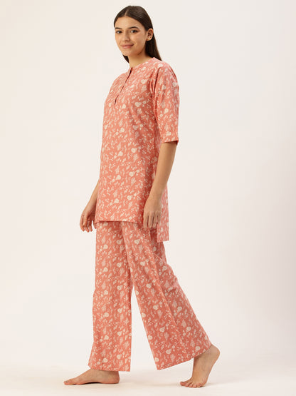 Peach Floral Kurta & Palazzo