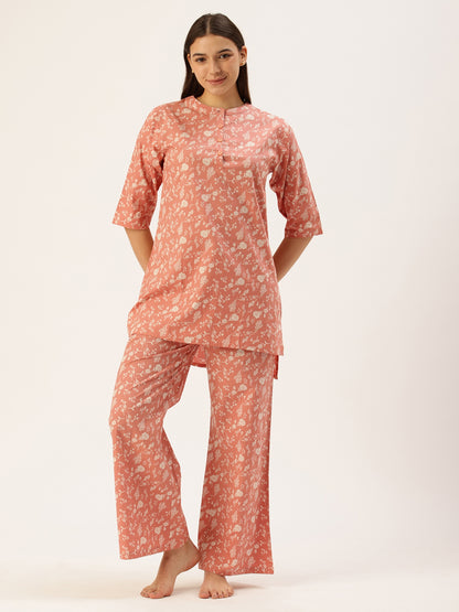 Peach Floral Kurta & Palazzo