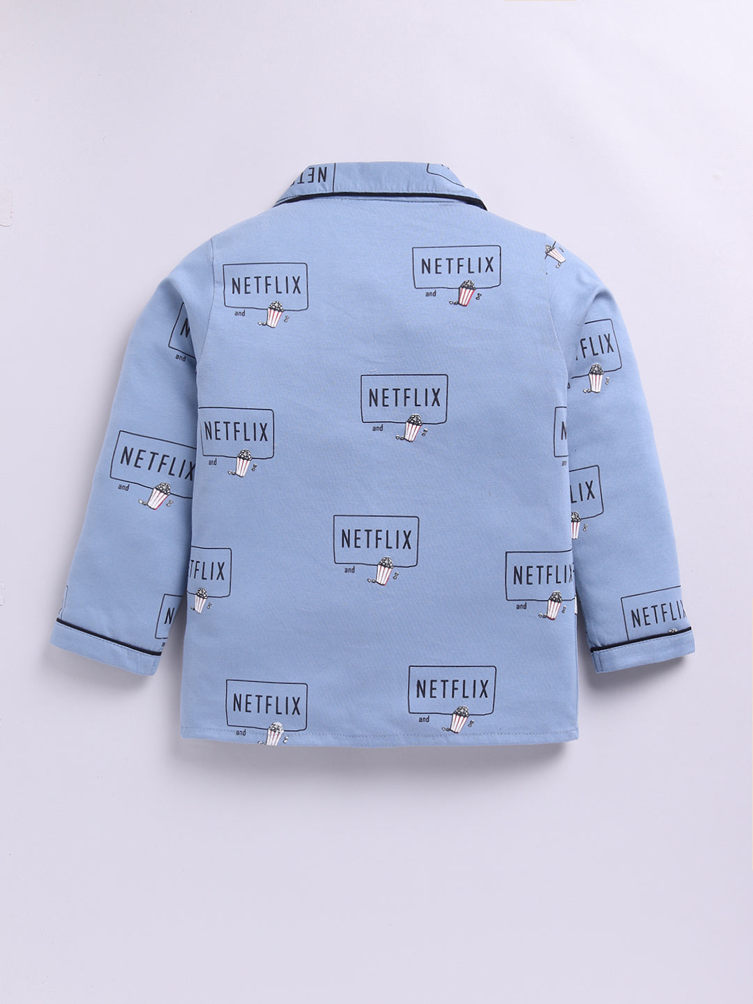 Blue Netflix and Chill Full Sleeve Night Suit