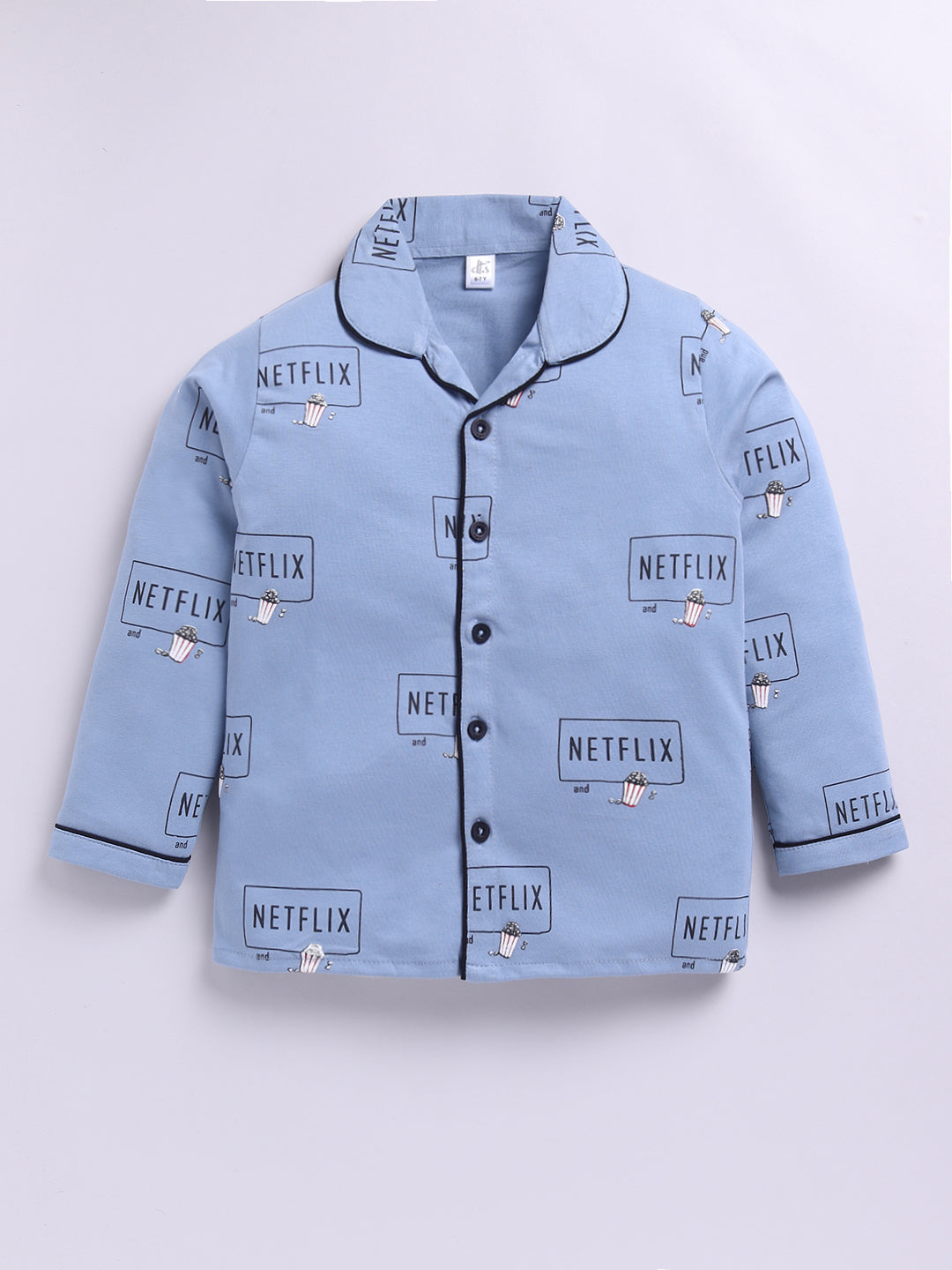 Blue Netflix and Chill Full Sleeve Night Suit