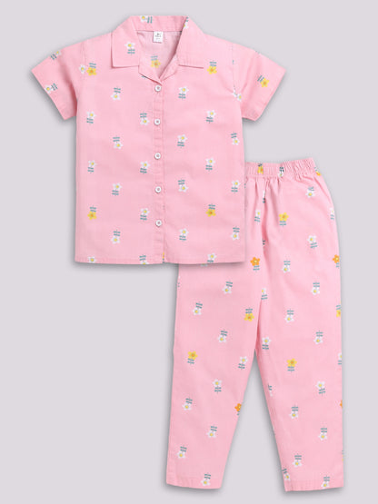 Pink Floral Night Suit
