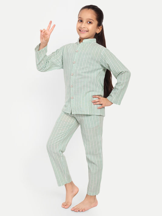Green Striped Night Suit