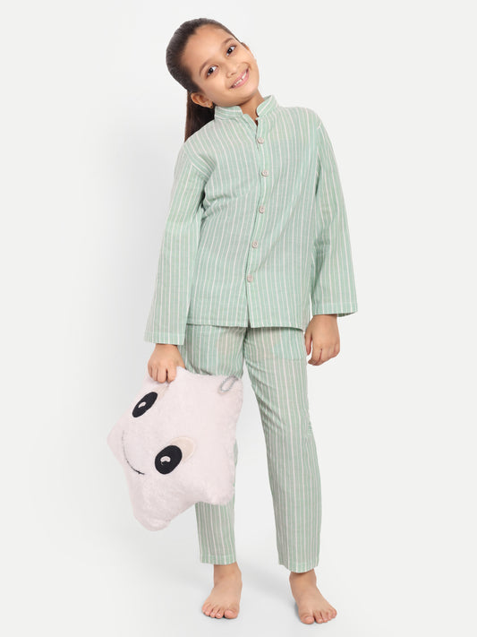 Green Striped Night Suit