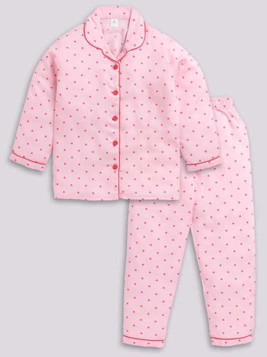 Pink Polka Dots Night Suit