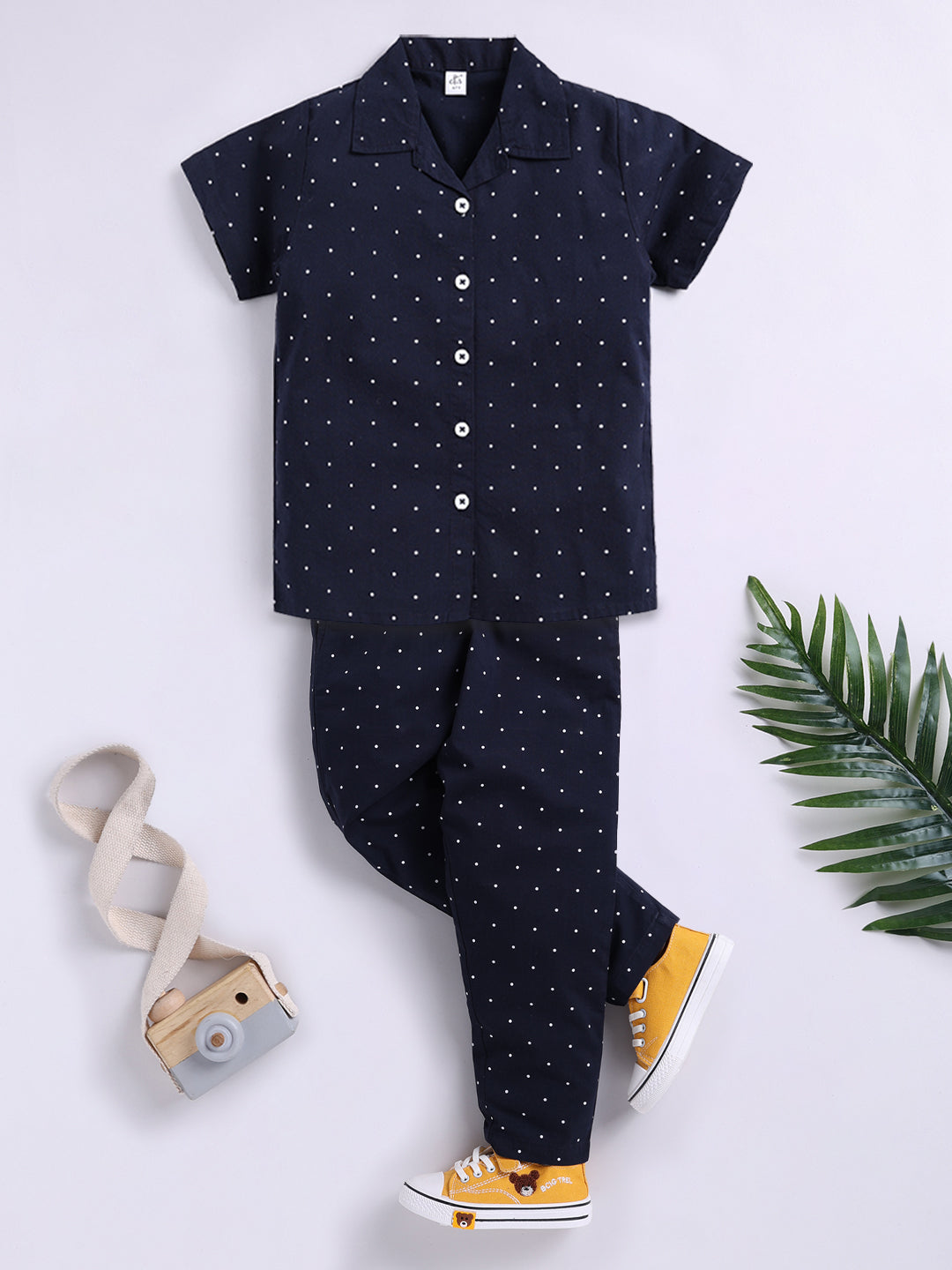 Blue Polka Dot Half Sleeve Night Suit