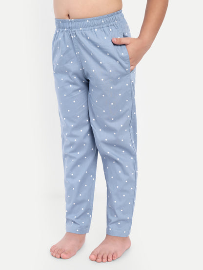 Blue Full Sleeves Polka Dots Night Suit