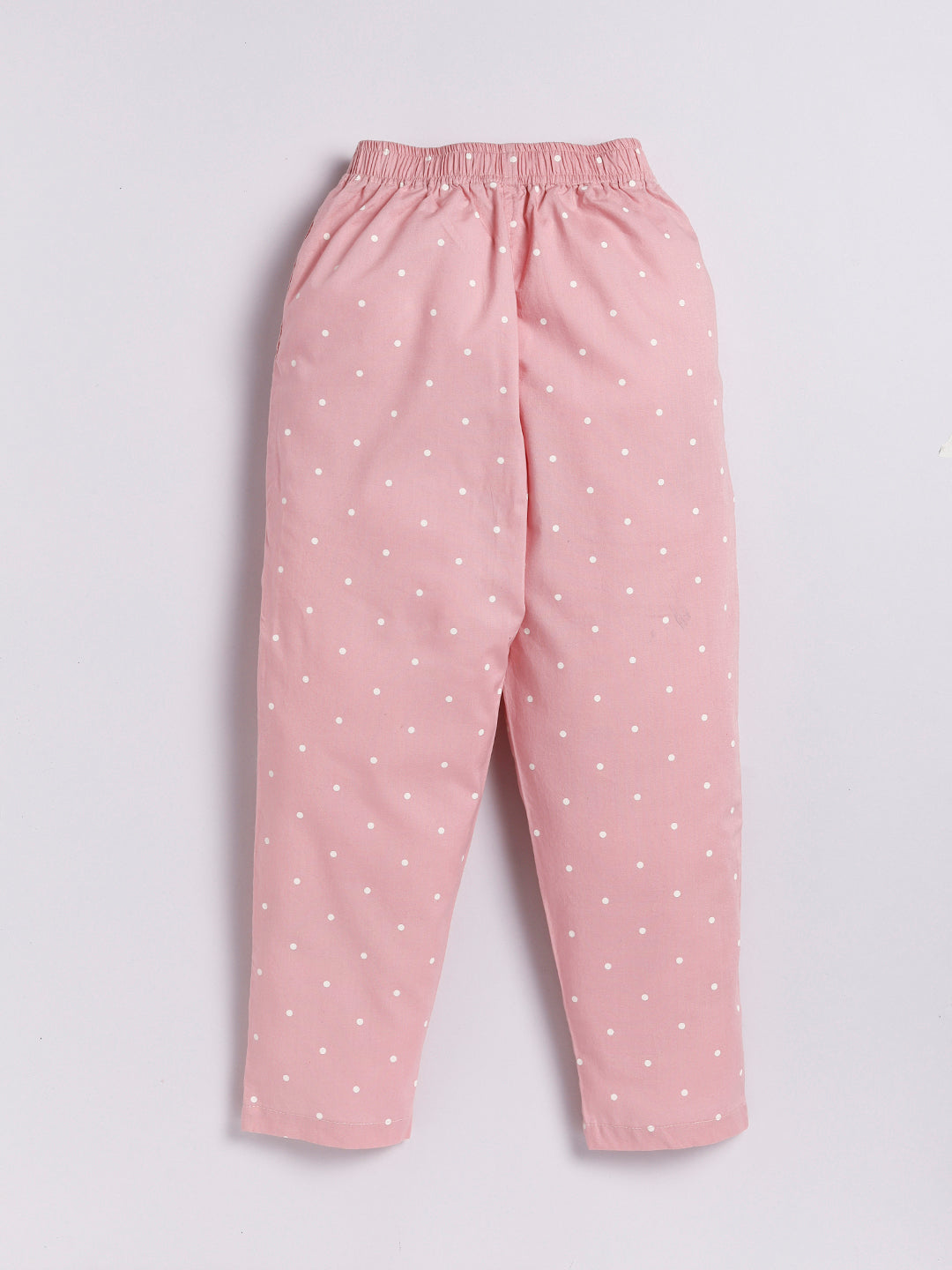 Pink Full Sleeves Polka Dots Night Suit