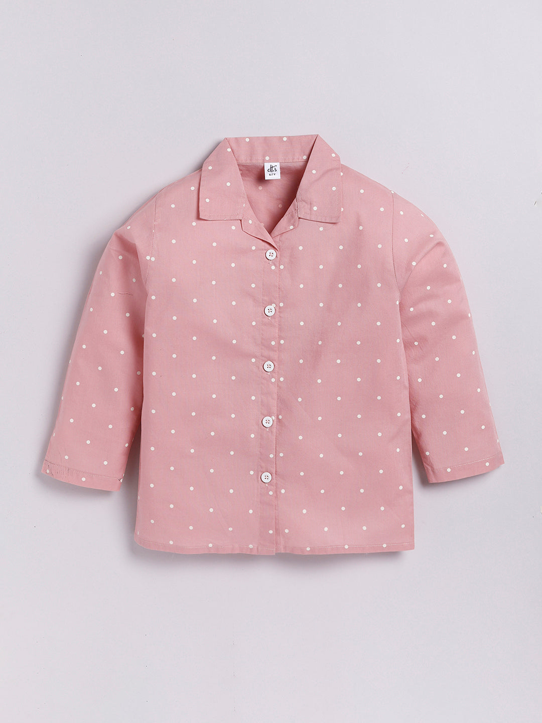 Pink Full Sleeves Polka Dots Night Suit