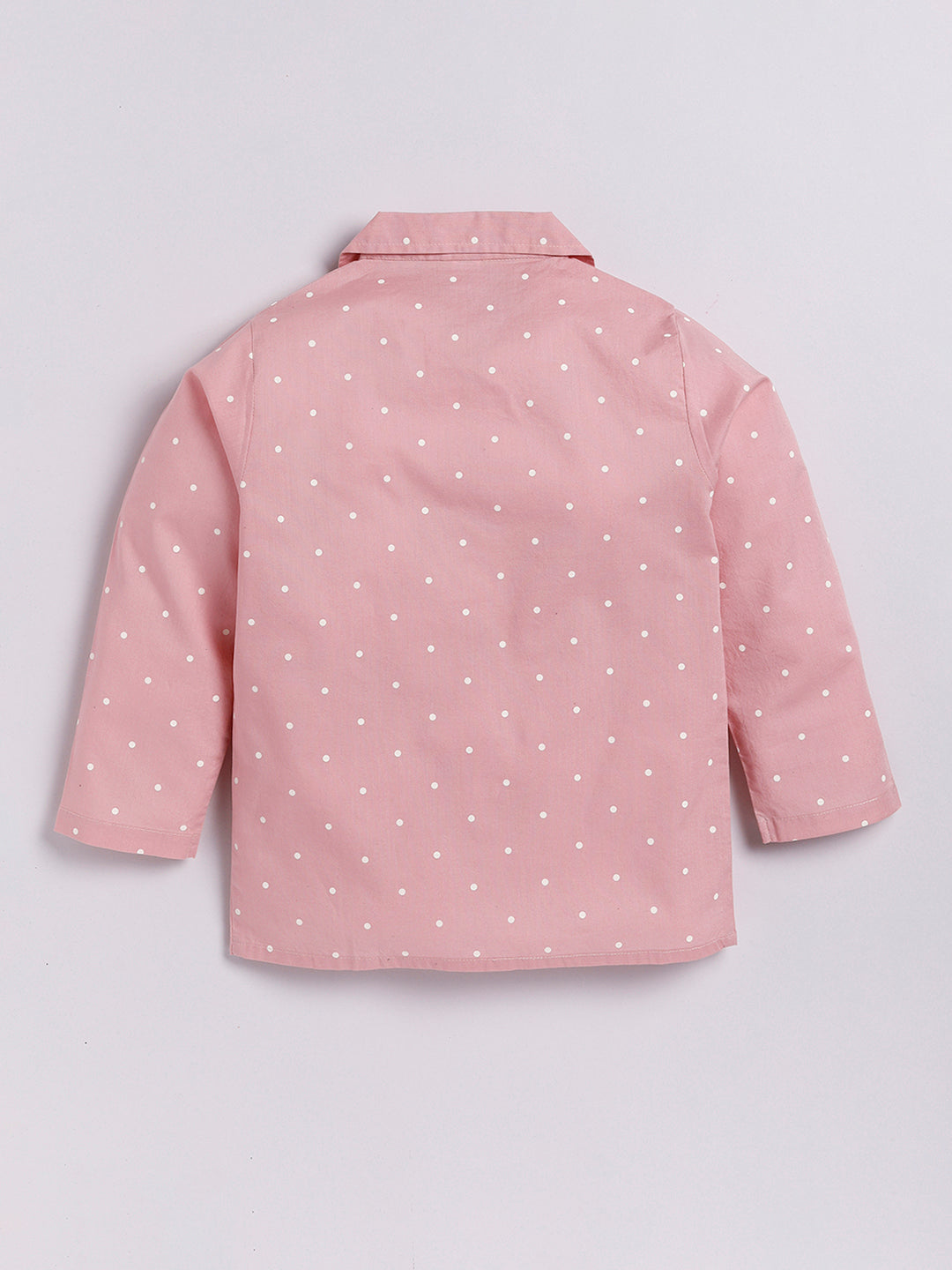 Pink Full Sleeves Polka Dots Night Suit