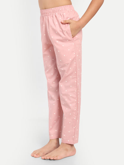 Pink Full Sleeves Polka Dots Night Suit