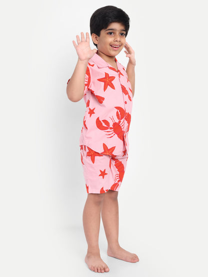 Pink Half Sleeve Night Suit