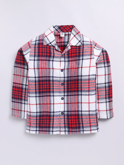 Red Christmas Checked Flannel Night Suit