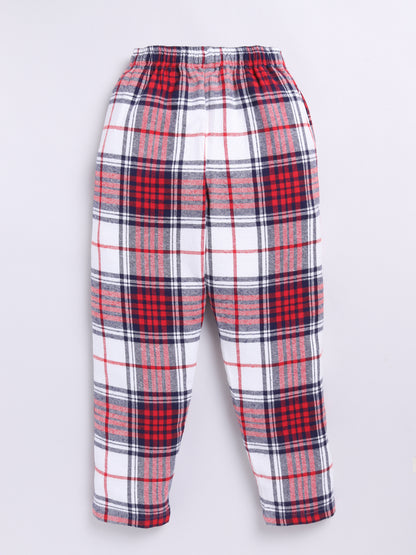 Red Christmas Checked Flannel Night Suit