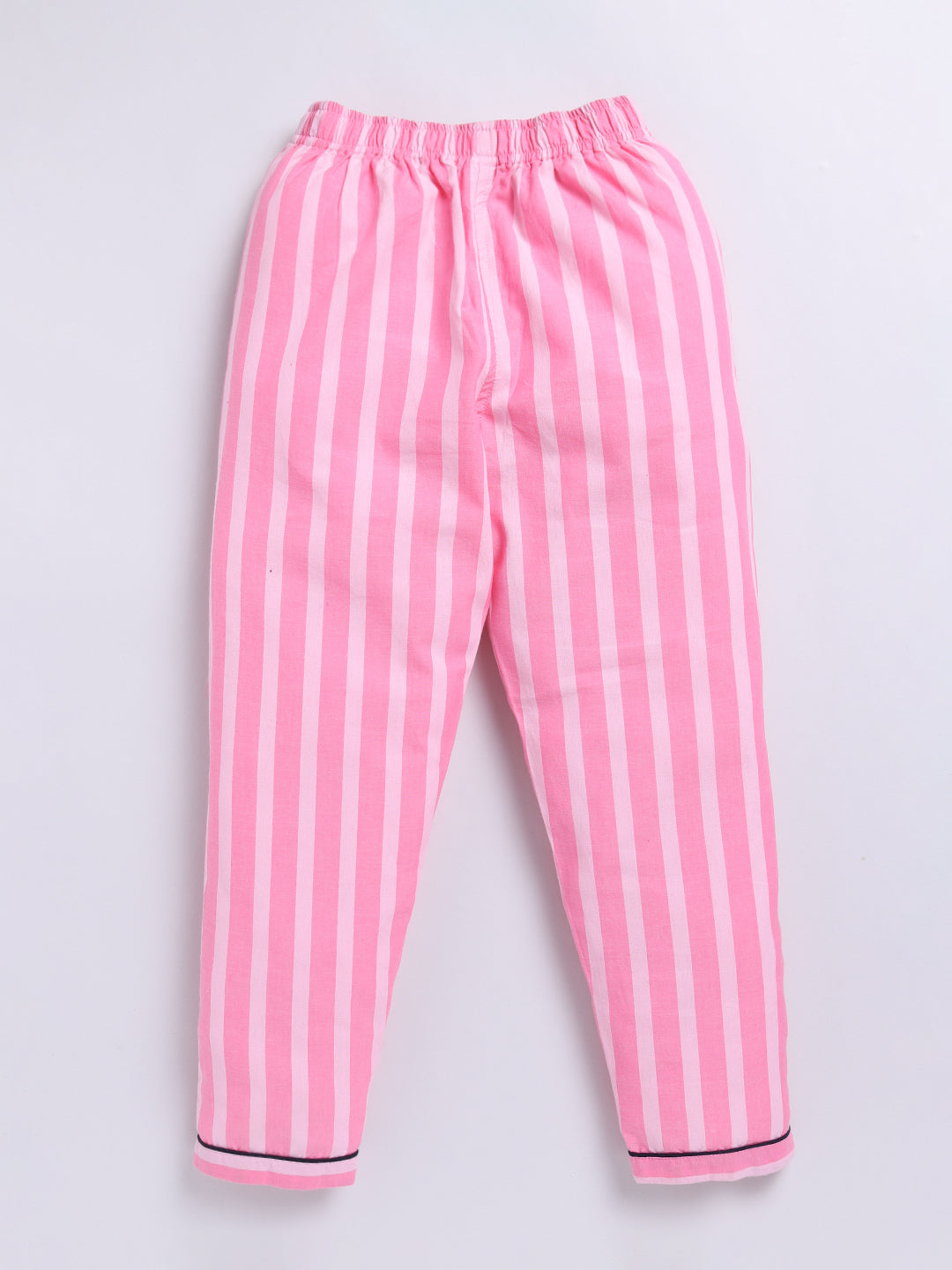 Pink Full Sleeves Striped Night Suit