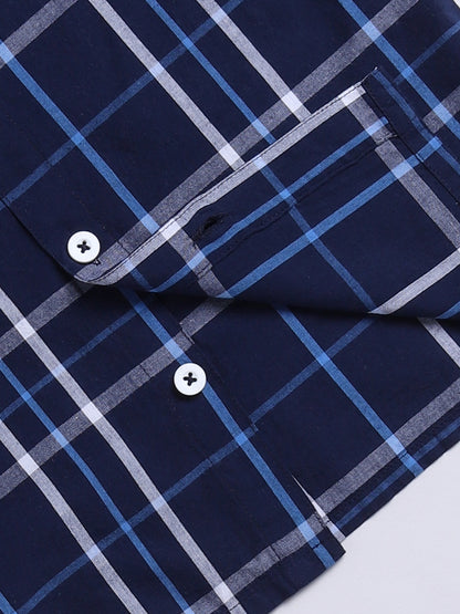 Blue Full Sleeves Checked Night Suit