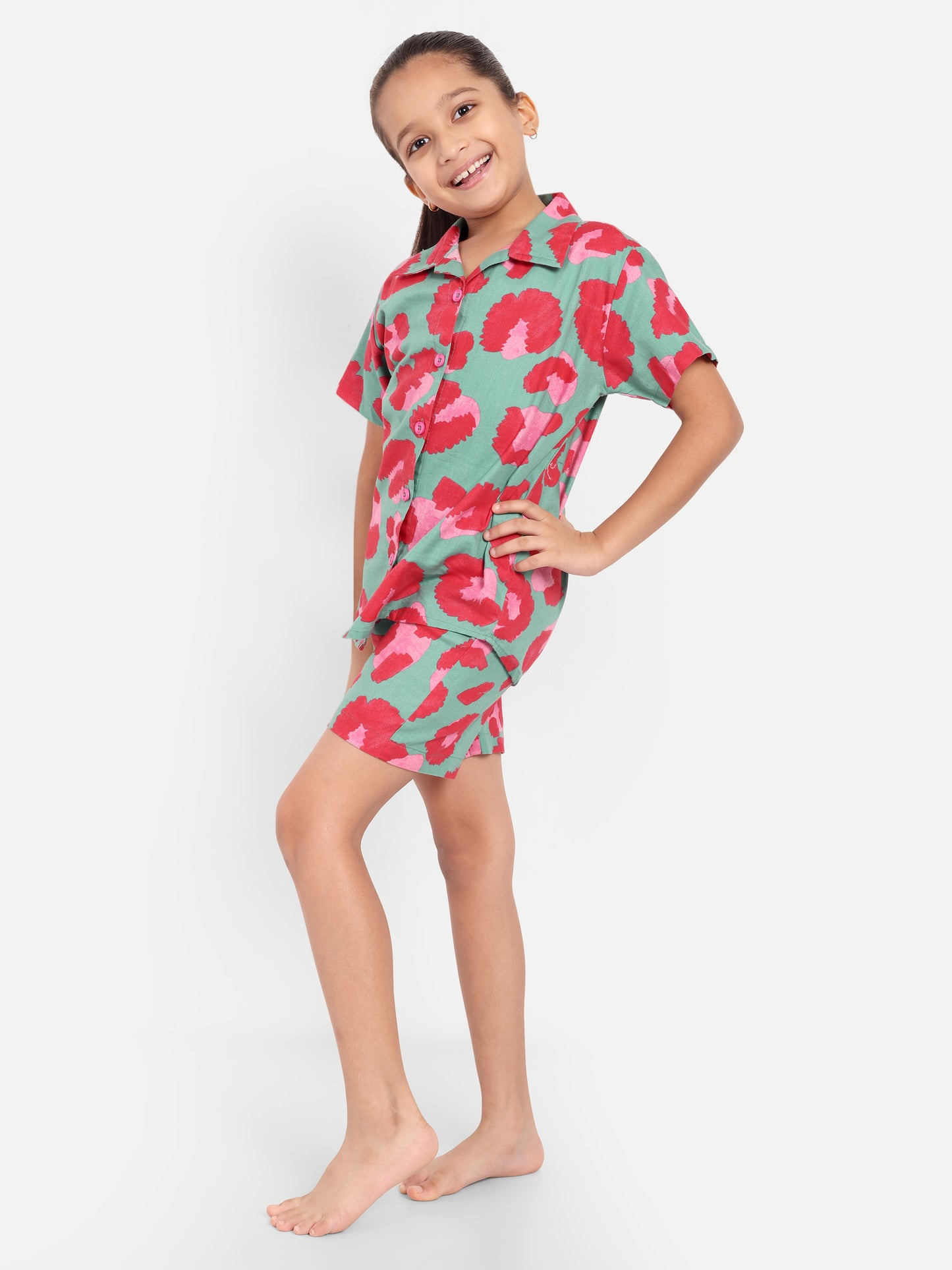 Green Graphic Short Sleeves Co-ord Set