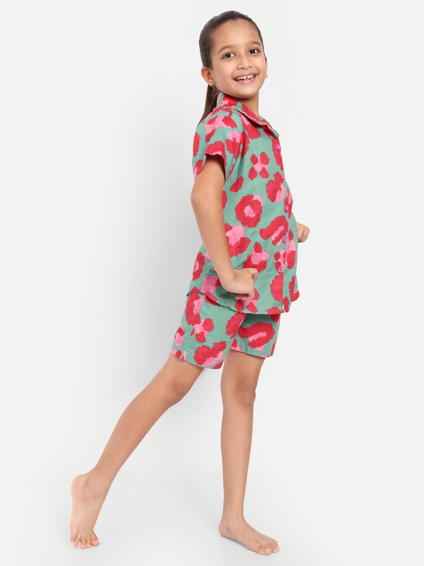 Green Graphic Short Sleeves Co-ord Set