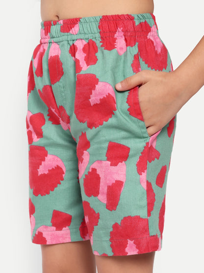 Green Graphic Short Sleeves Co-ord Set