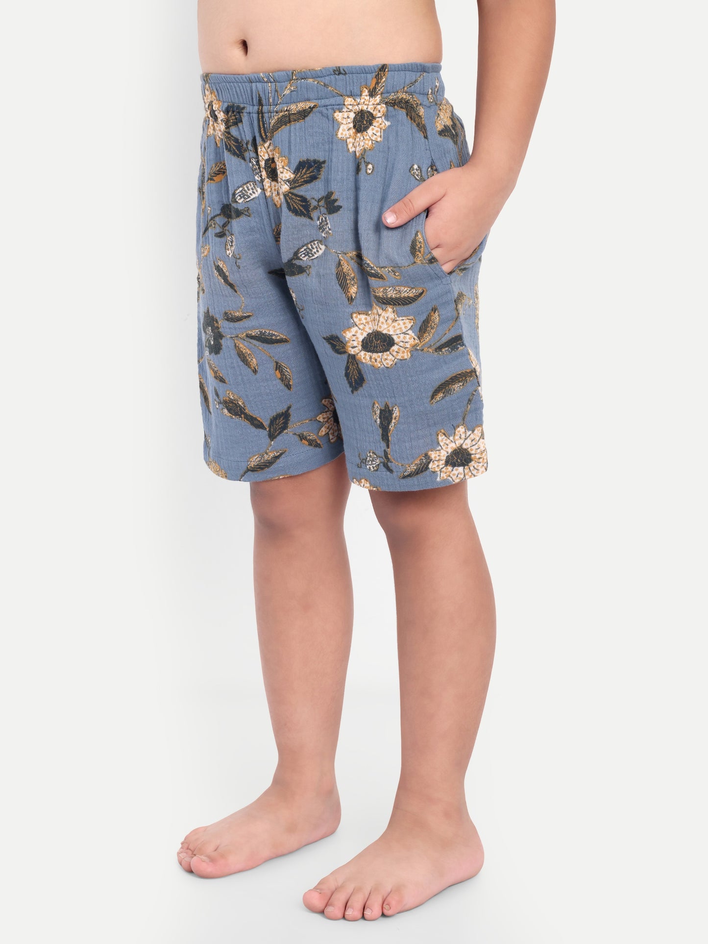 Blue Floral Short Sleeves Co-ord Set