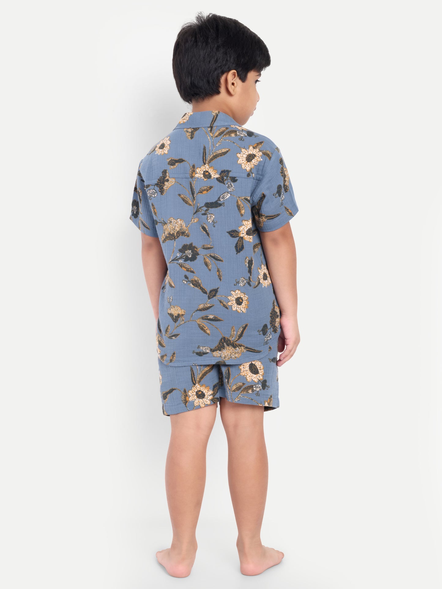 Blue Floral Short Sleeves Co-ord Set