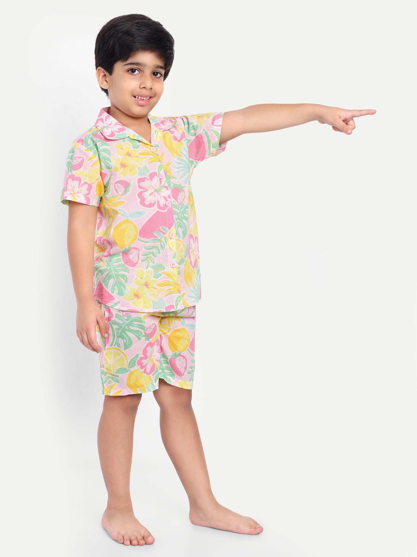 Pink Tropical Short Sleeves Co-ord Set