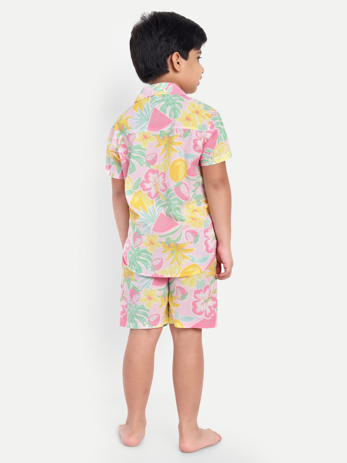 Pink Tropical Short Sleeves Co-ord Set