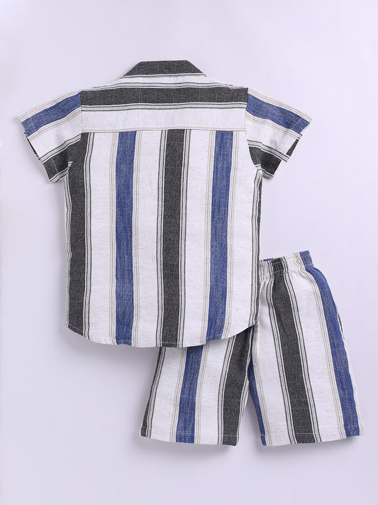 Blue Striped Short Sleeves Co-ord Set