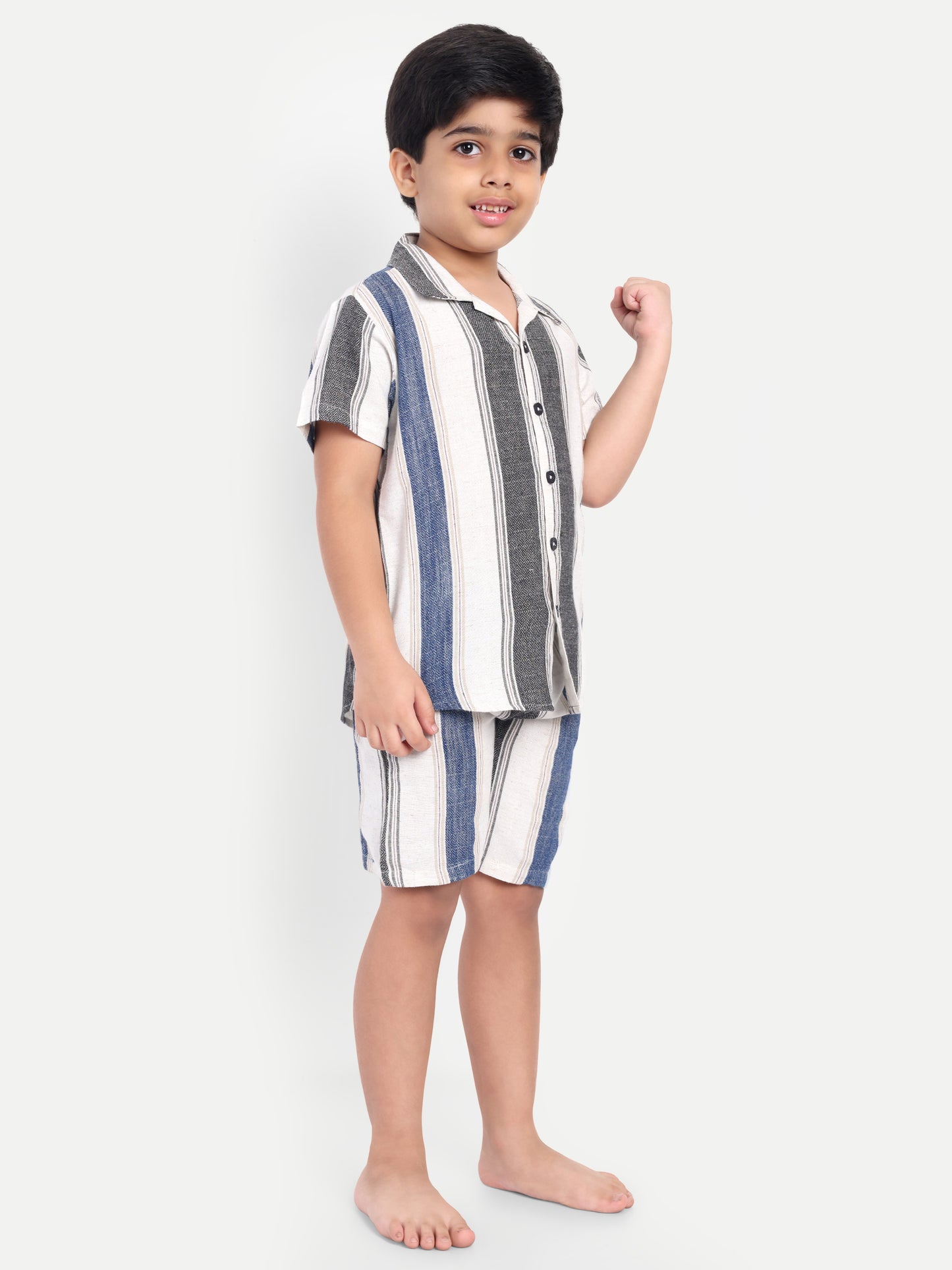 Blue Striped Short Sleeves Co-ord Set