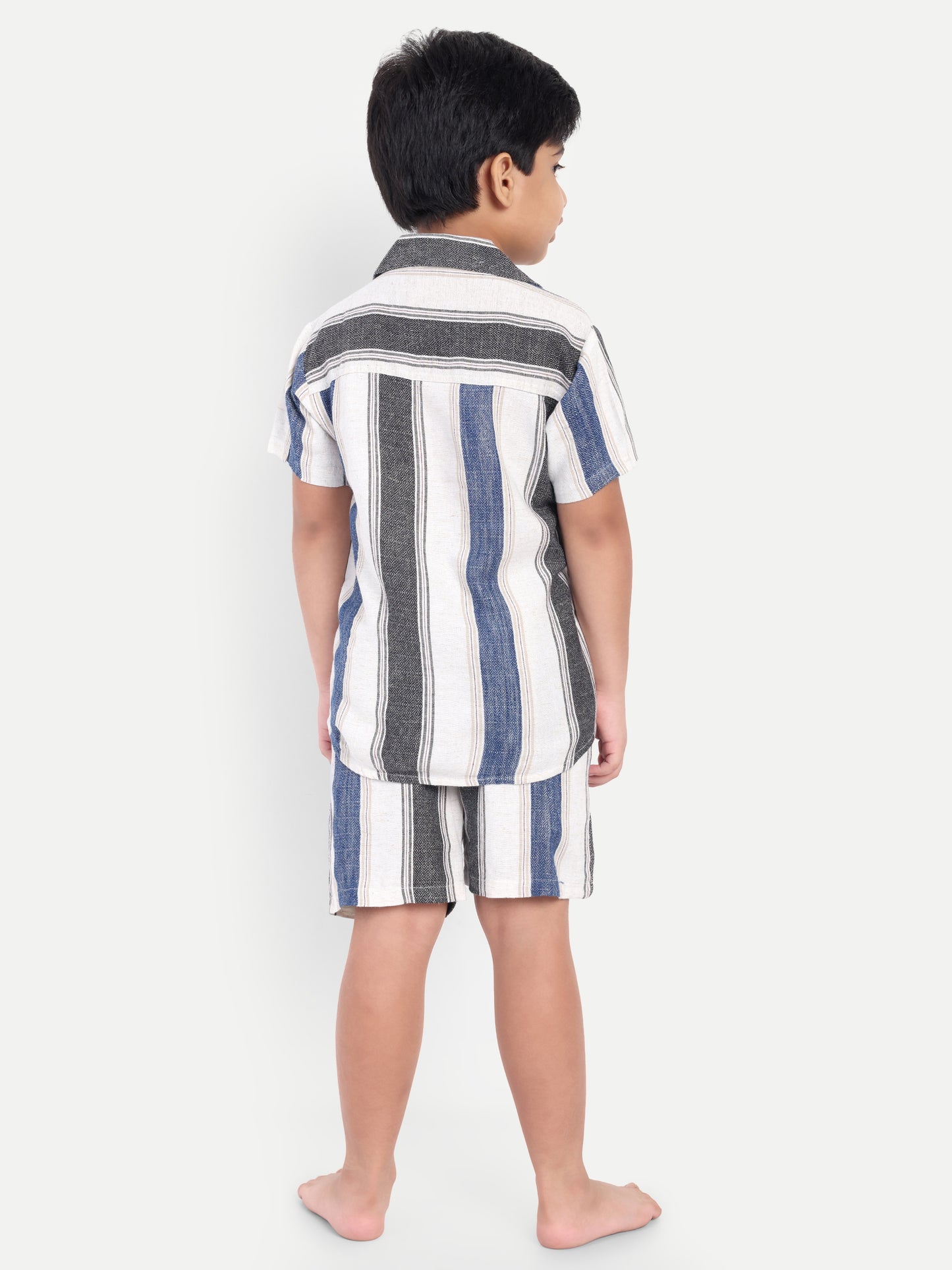 Blue Striped Short Sleeves Co-ord Set