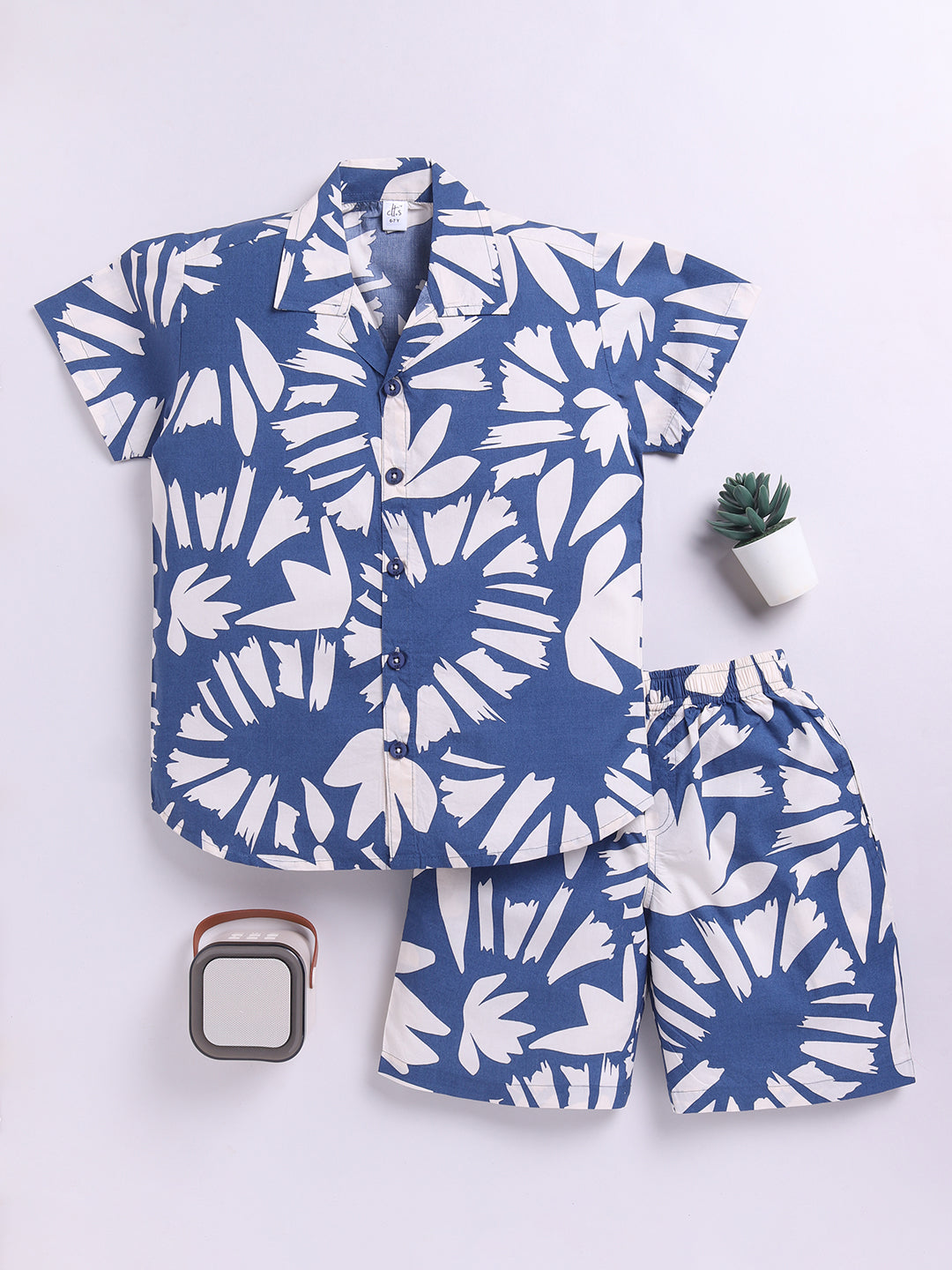 Blue Floral Short Sleeves Co-ord Set
