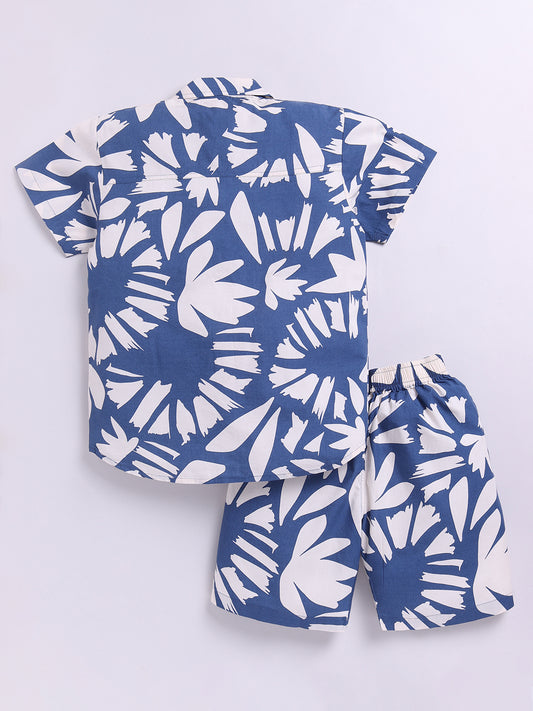 Blue Floral Short Sleeves Co-ord Set