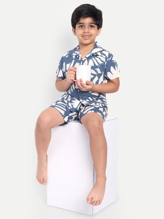 Blue Floral Short Sleeves Co-ord Set