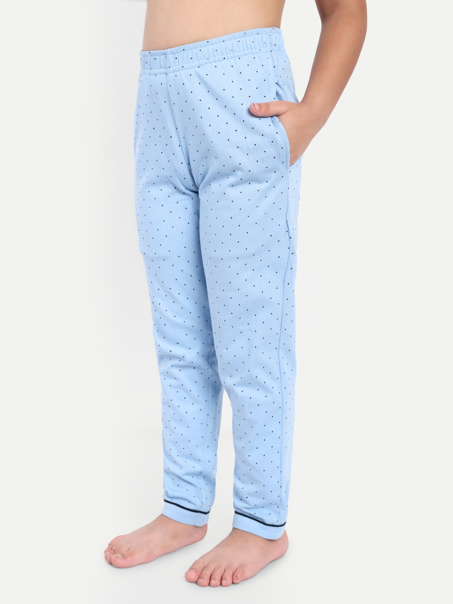 Blue Cotton Knitted Typography Full Sleeve Night Suit