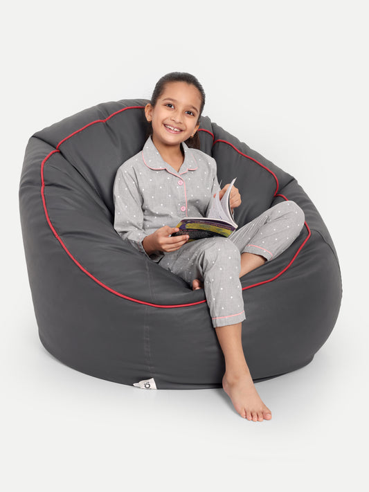 Grey Cotton Woven Polka Dots Full Sleeve Night Suit